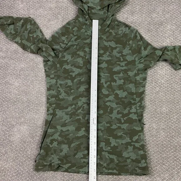 Lululemon Surge Warm Full Zip Jacquard Jacket Hoodie Men's Medium Camo Green Gym - Picture 9 of 10